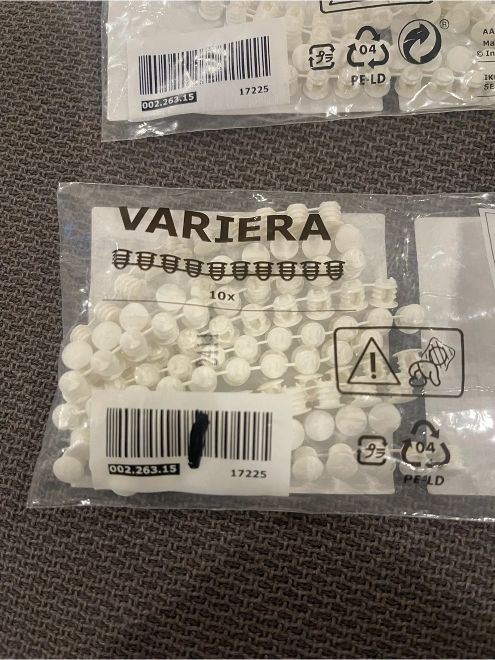 IKEA VARIERA White Cable Clips - Pack of 10 (2 Packs Shown)